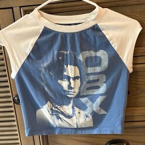 American Eagle Outfitters Outer Banks Blue and White Graphic Tee